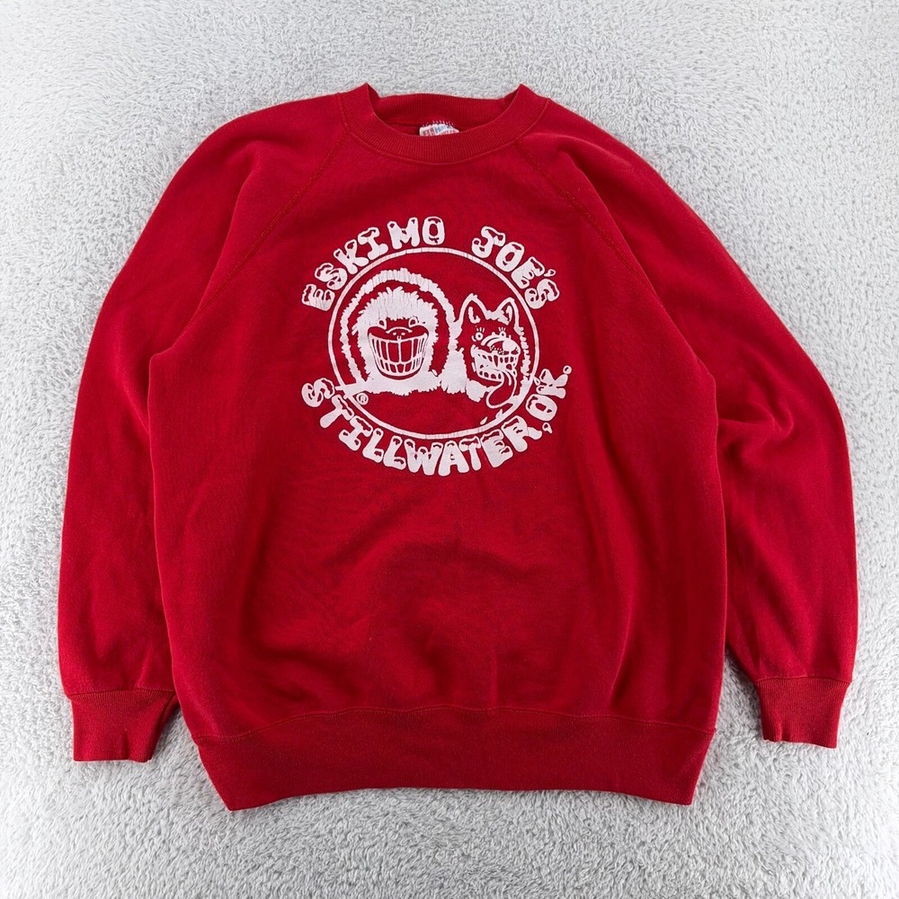 vintage 90s ESKIMO JOE'S BAR STILLWATER OKLAHOMA CREWNECK SWEATSHIRT MEDIUM beer